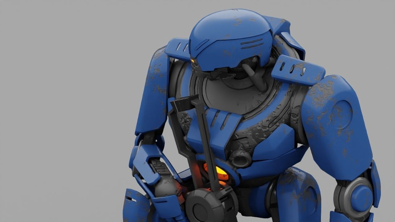 Cyborg cop rigged 3D model_30