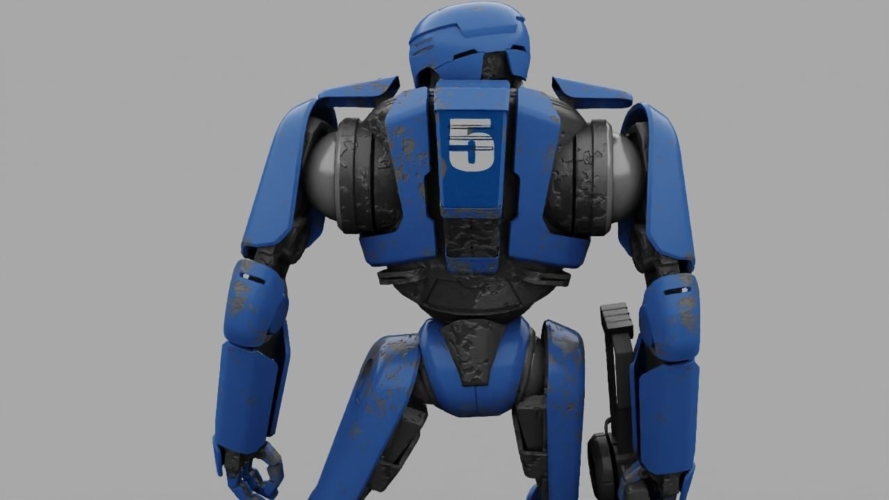 Cyborg cop rigged 3D model_11