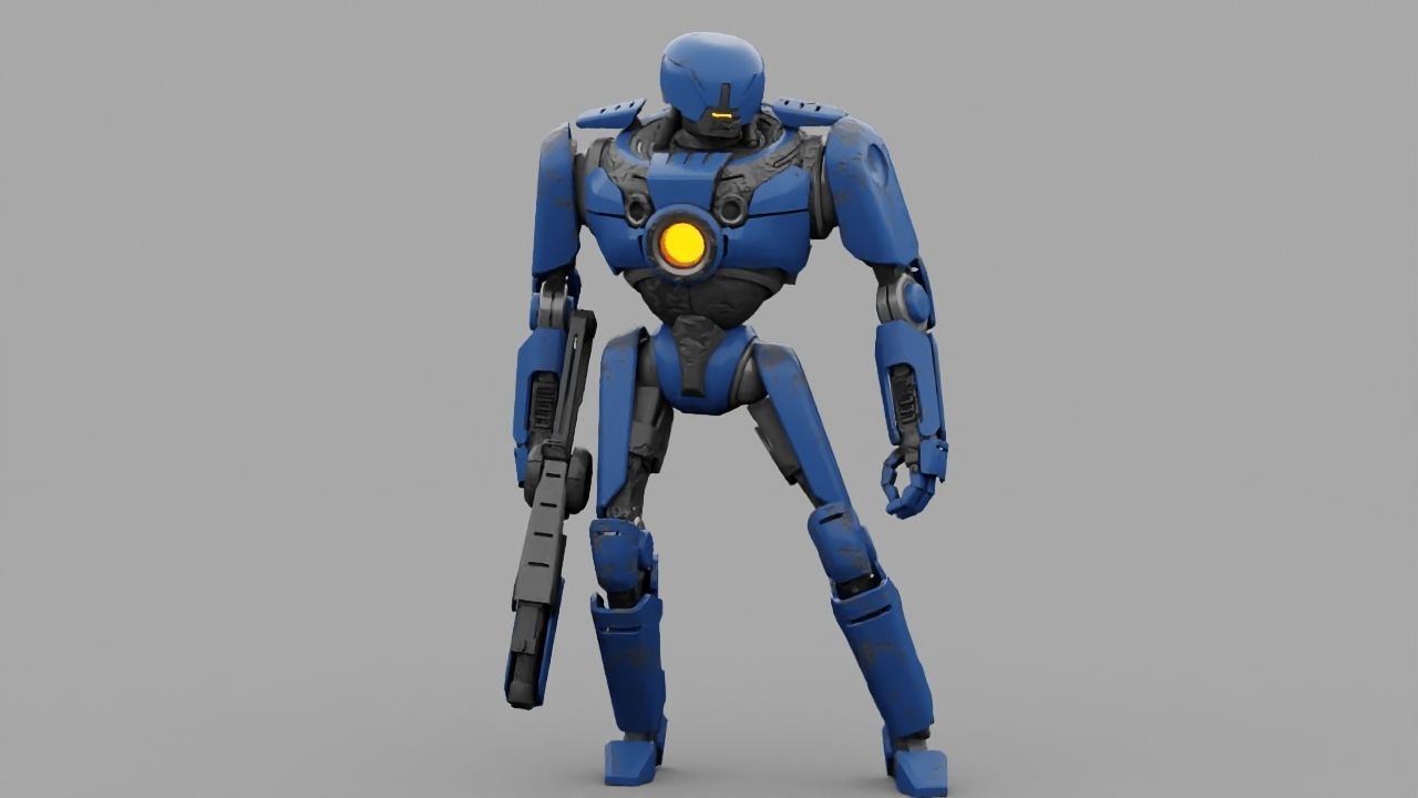 Cyborg cop rigged 3D model_3
