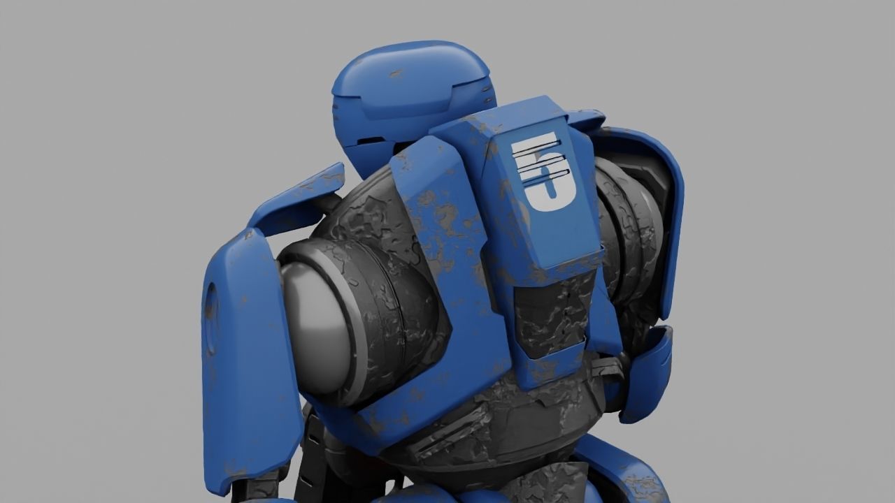 Cyborg cop rigged 3D model_31