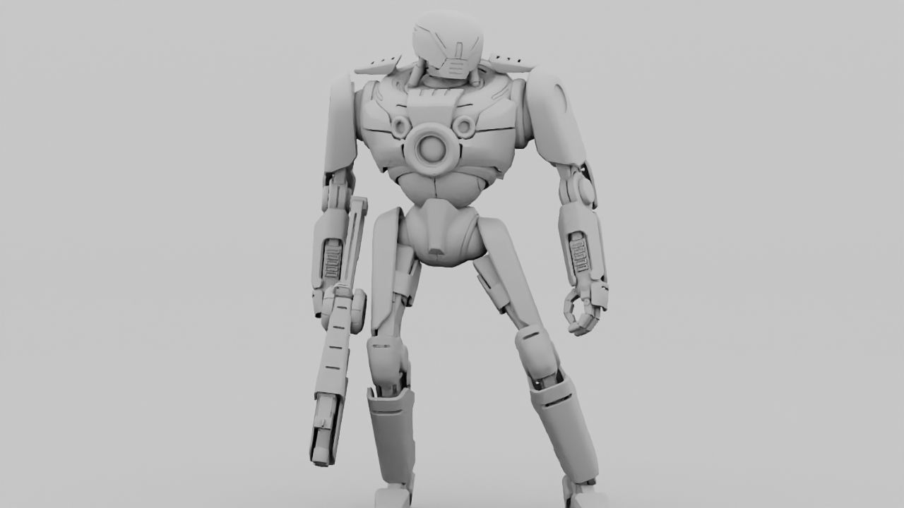 Cyborg cop rigged 3D model_33