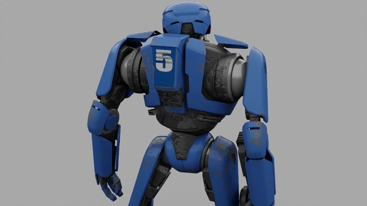 Cyborg cop rigged 3D model_10