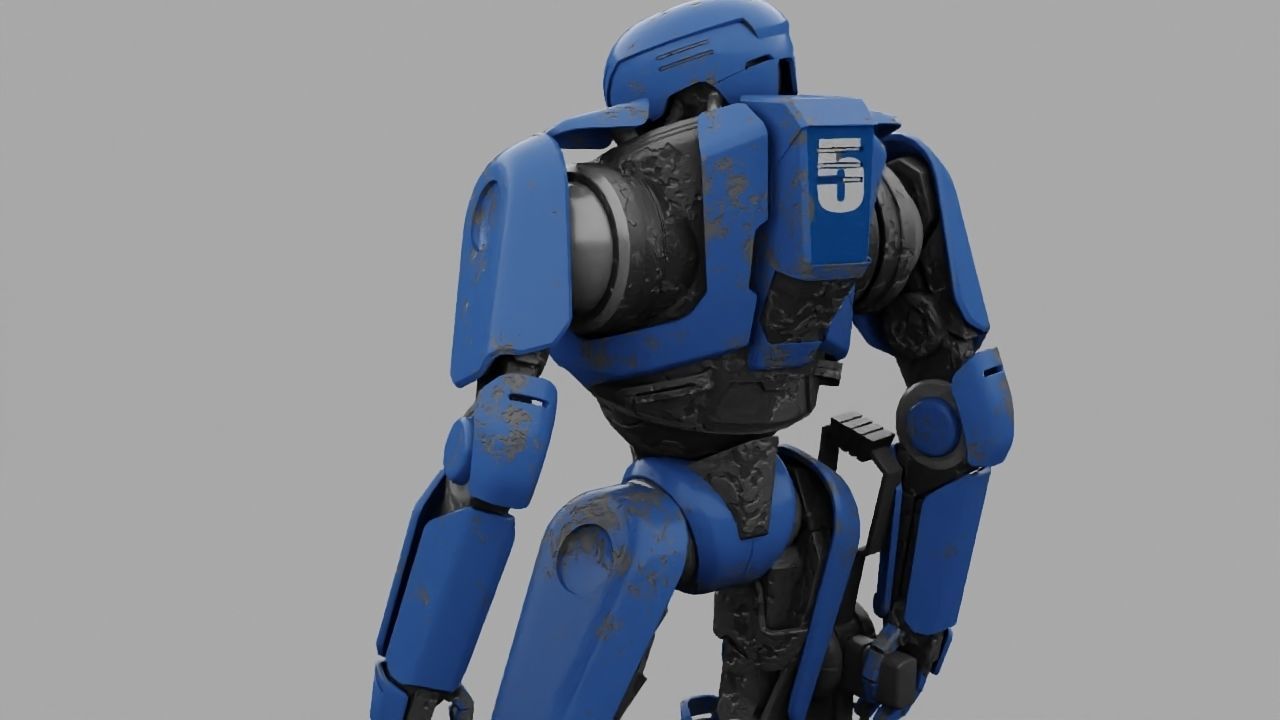 Cyborg cop rigged 3D model_12