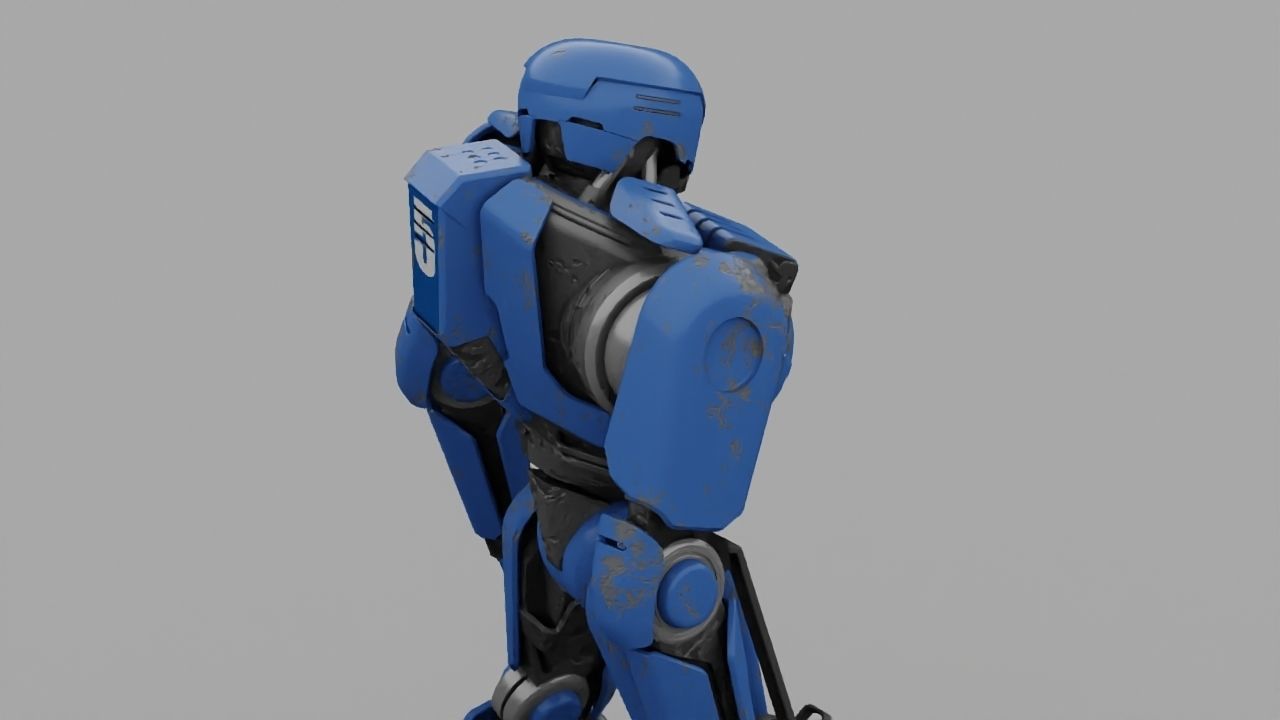 Cyborg cop rigged 3D model_20