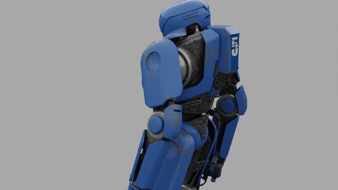 Cyborg cop rigged 3D model_13
