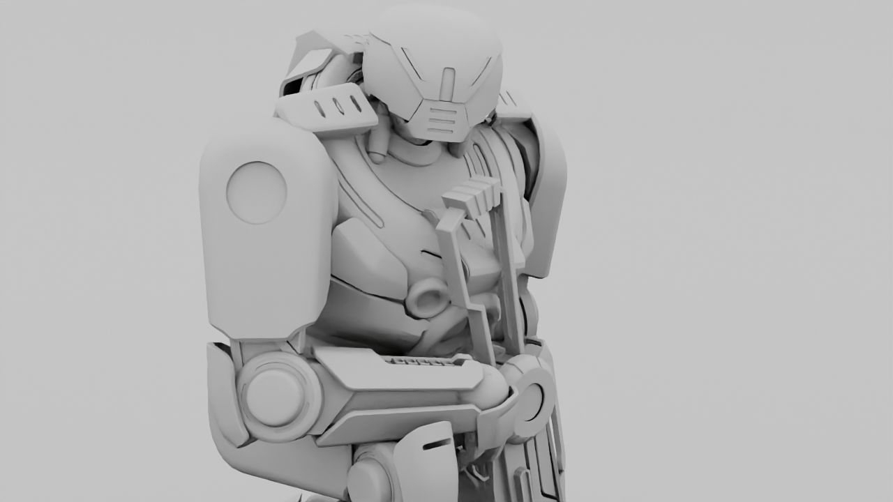 Cyborg cop rigged 3D model_37