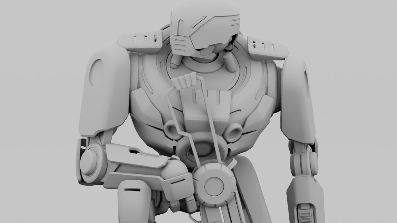 Cyborg cop rigged 3D model_36