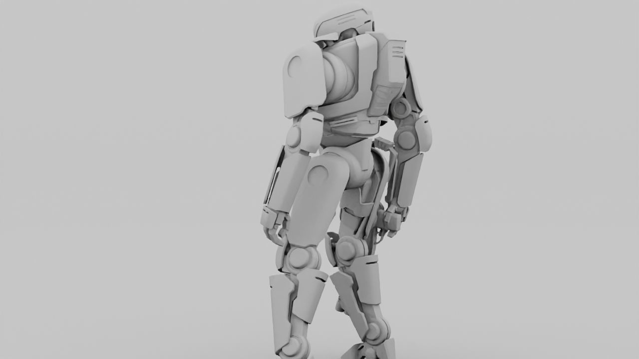 Cyborg cop rigged 3D model_35
