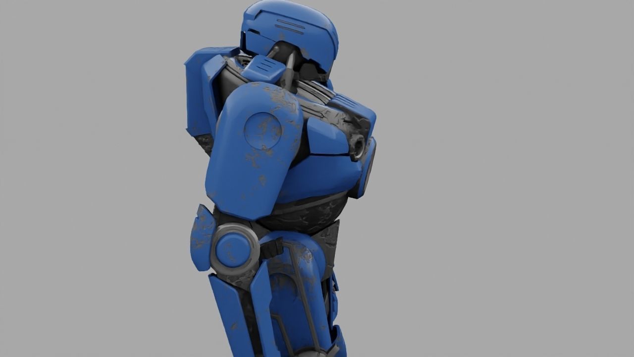 Cyborg cop rigged 3D model_7