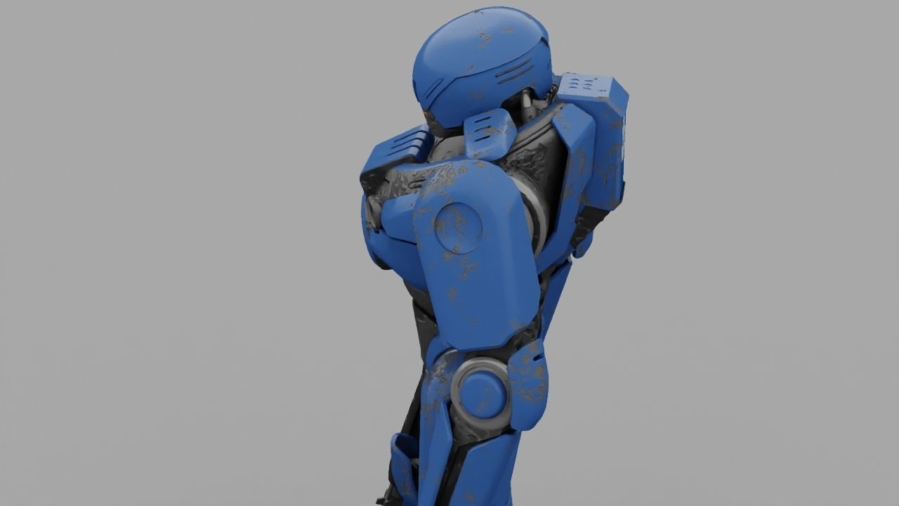 Cyborg cop rigged 3D model_23