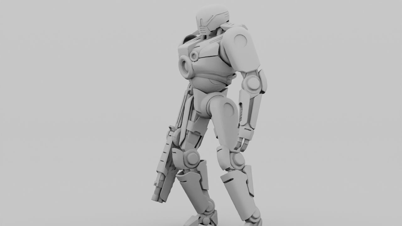 Cyborg cop rigged 3D model_34