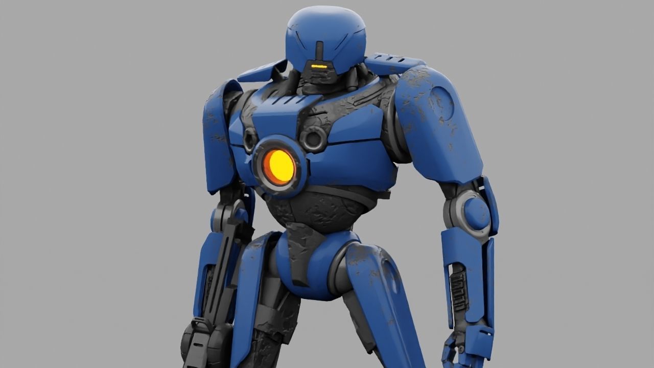 Cyborg cop rigged 3D model_16
