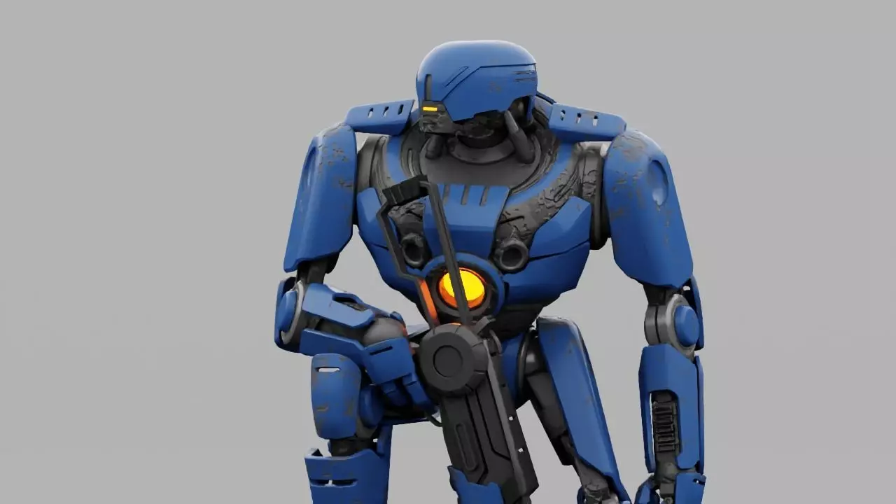 Cyborg cop rigged 3D model_0