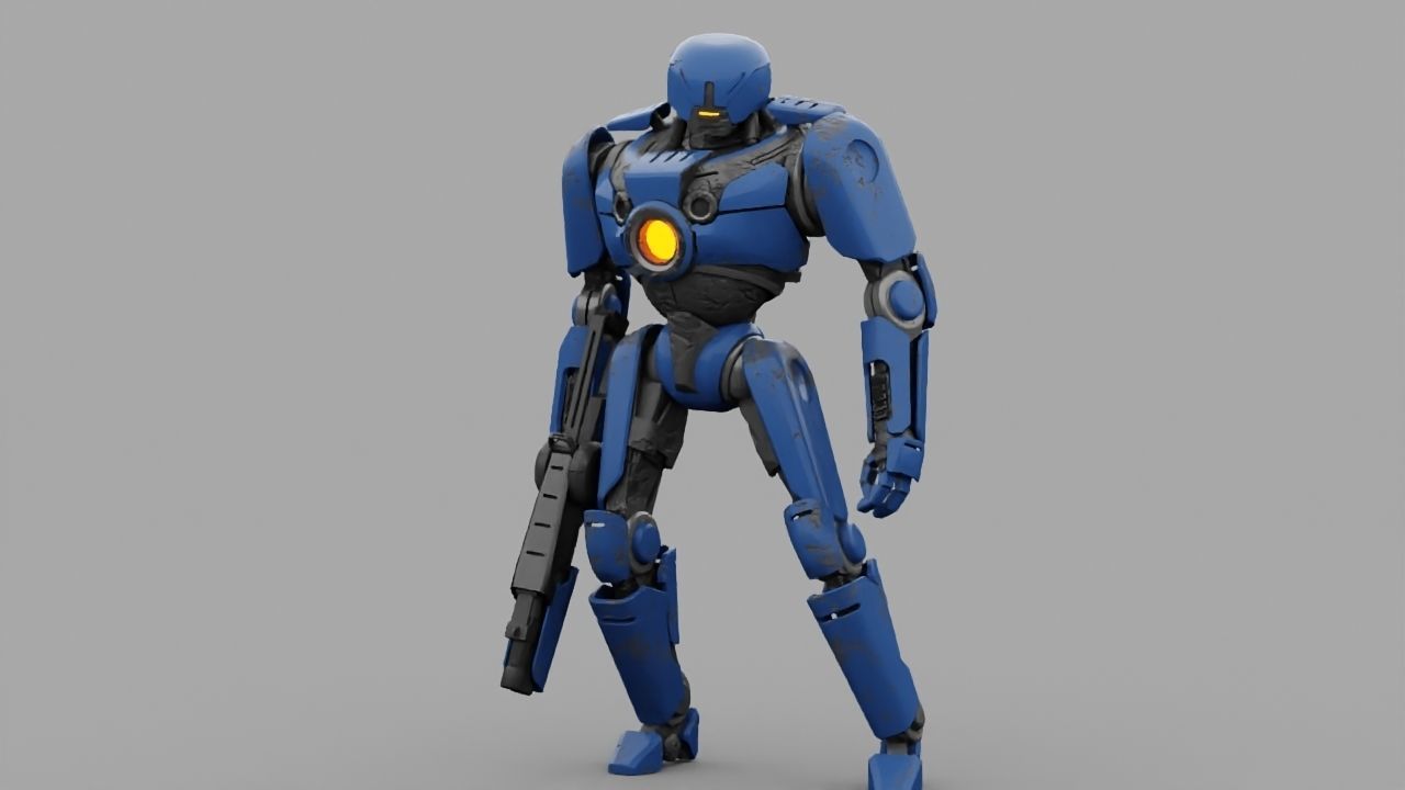 Cyborg cop rigged 3D model_2