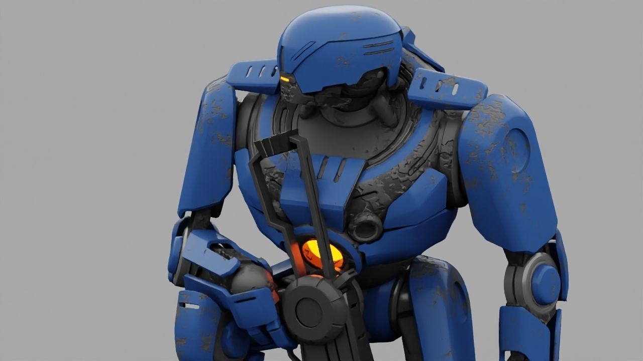 Cyborg cop rigged 3D model_25