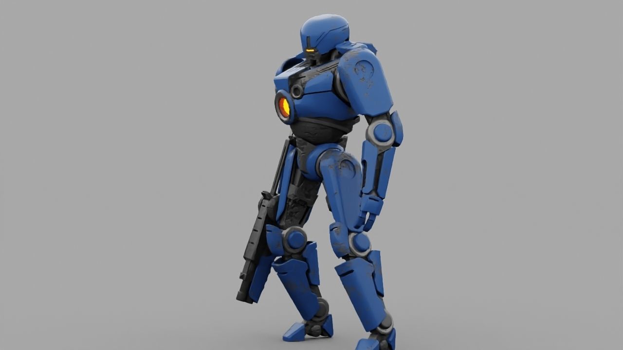 Cyborg cop rigged 3D model_1