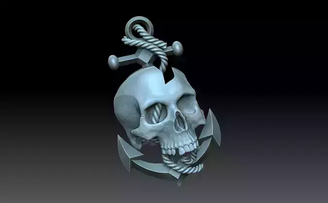 Relief skull and anchor