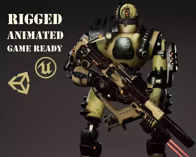Etasphera09 robot with gun Low-poly 3D model