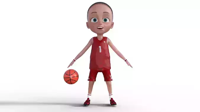 3D Cartoon Basketball Player Boy
