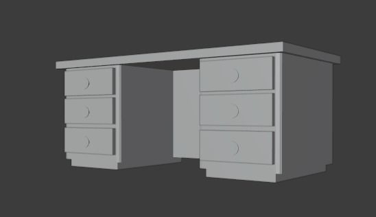 Wooden Desk Free low-poly 3D model_1