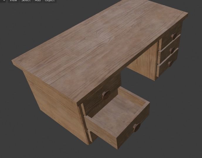 Wooden Desk Free low-poly 3D model_3