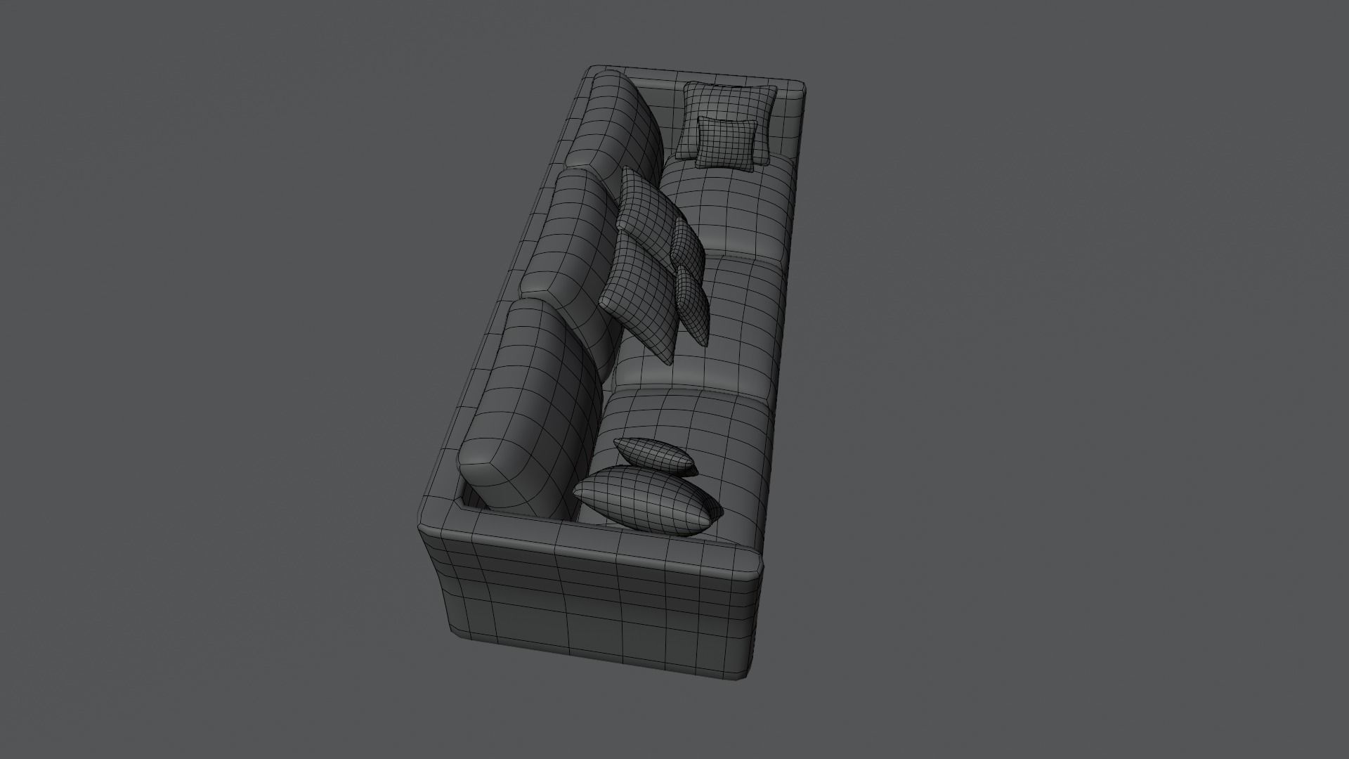 couch with pillows 3D model_2