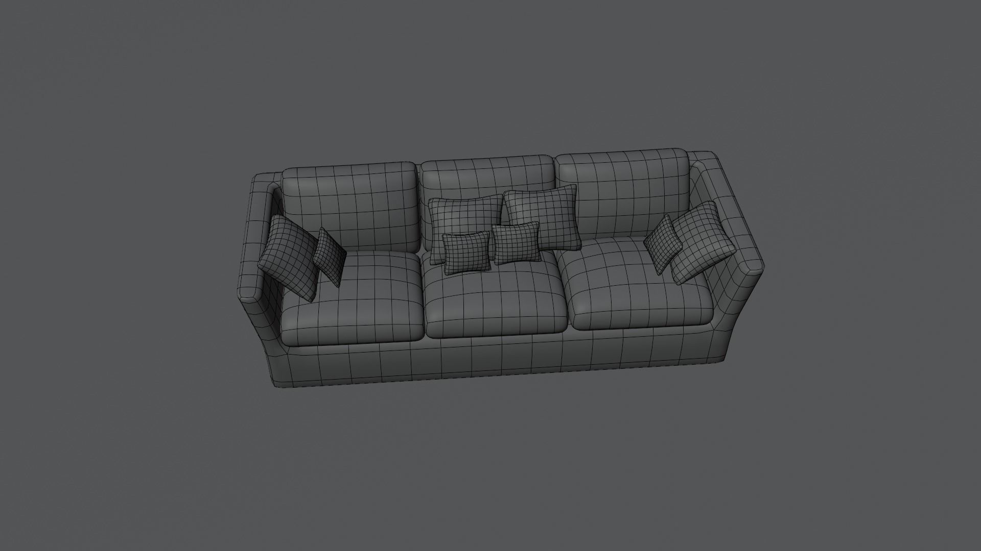 couch with pillows 3D model_1