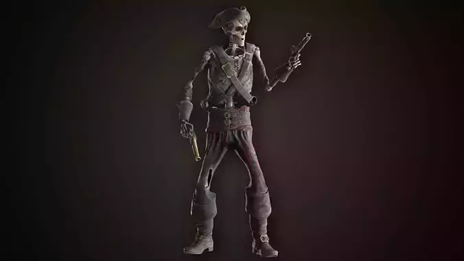 Skeleton Pirate With Pistols Low-poly 3D model