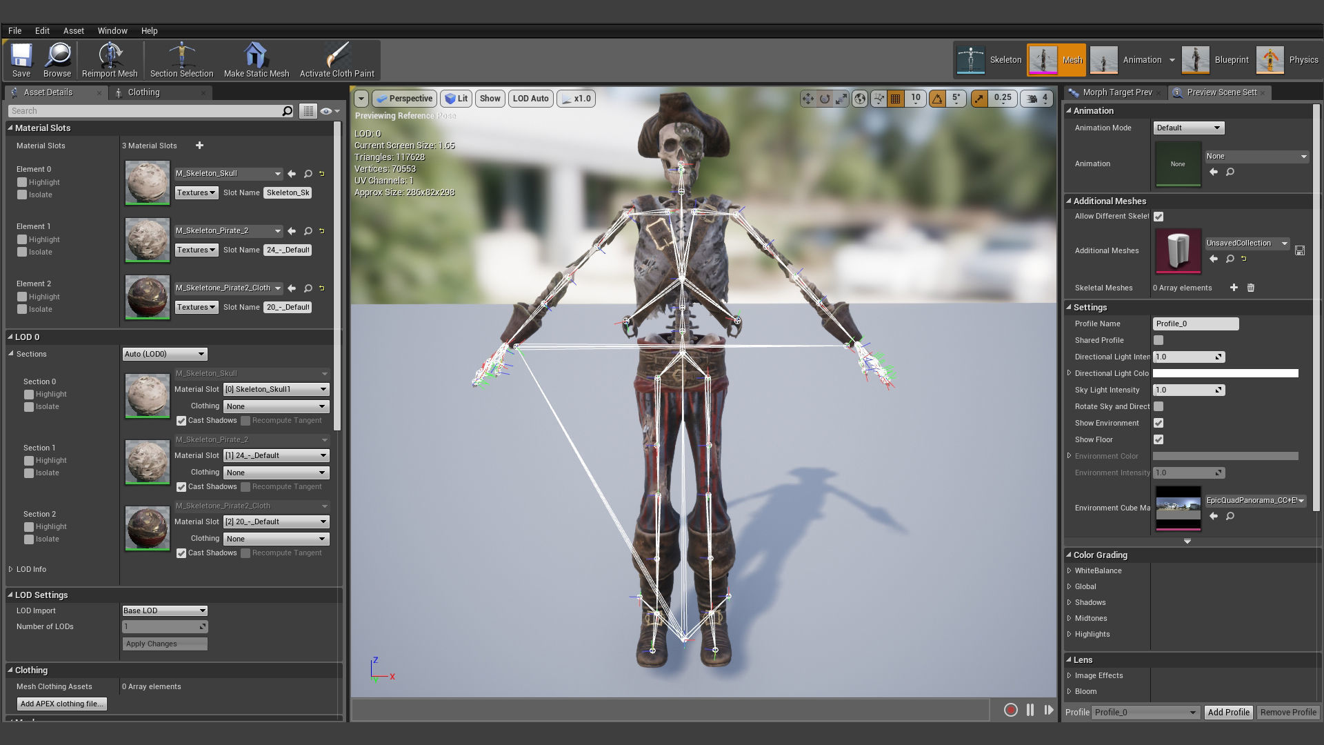 Skeleton Pirate With Pistols Low-poly 3D model_8