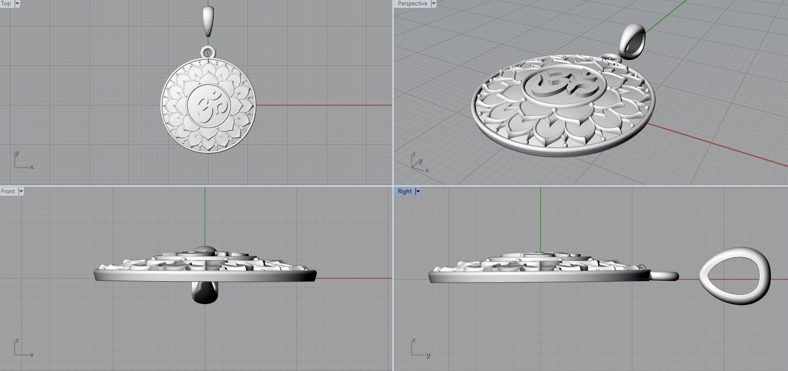 OM pendant 3d model  3D print model_12