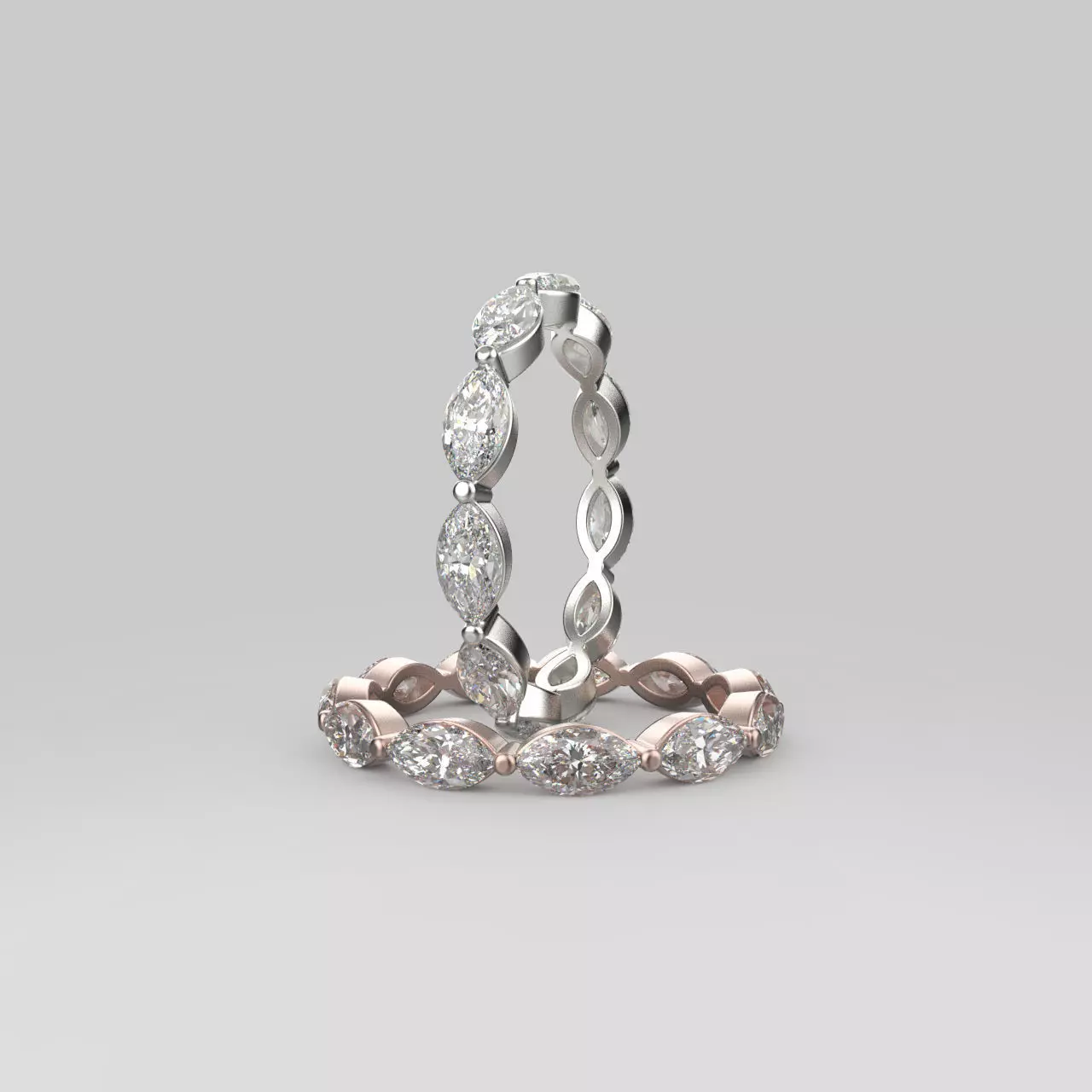 Marquise Eternity Band in 17 sizes 3D print model_0
