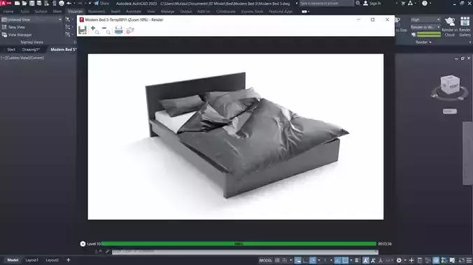AutoCAD 3D Modern Bed 05 3D model
