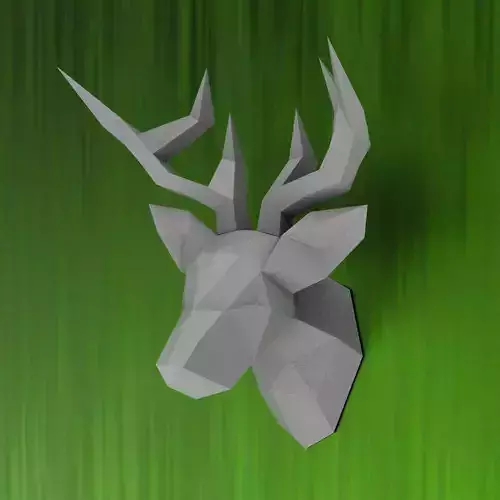 Deer trophy  PDF papercraft DIY origami template low poly