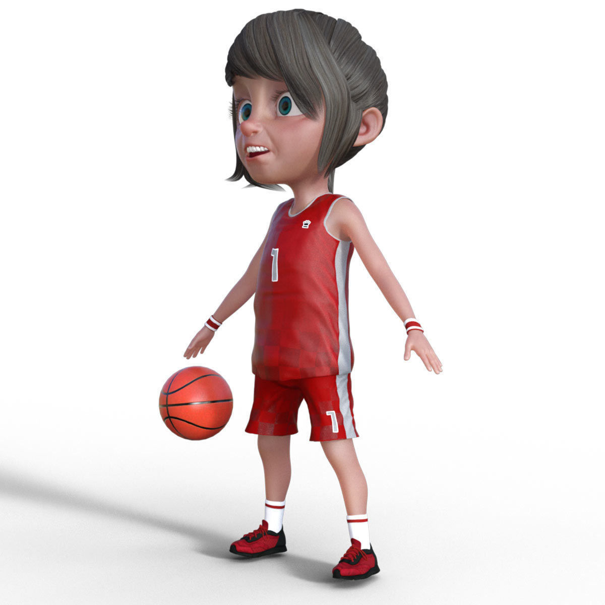 3D Cartoon Basketball Player Girl 3D model_9