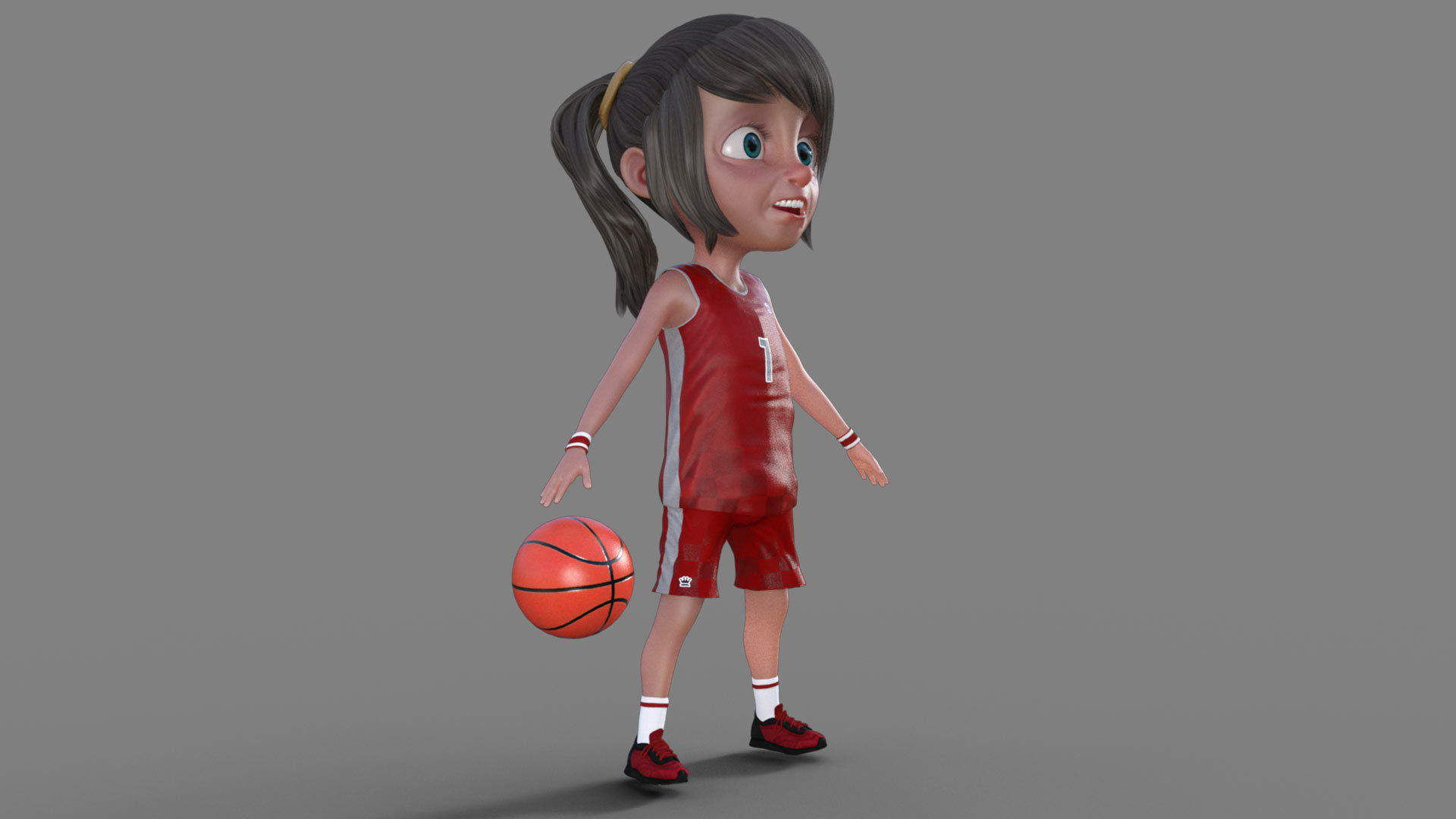 3D Cartoon Basketball Player Girl 3D model_7