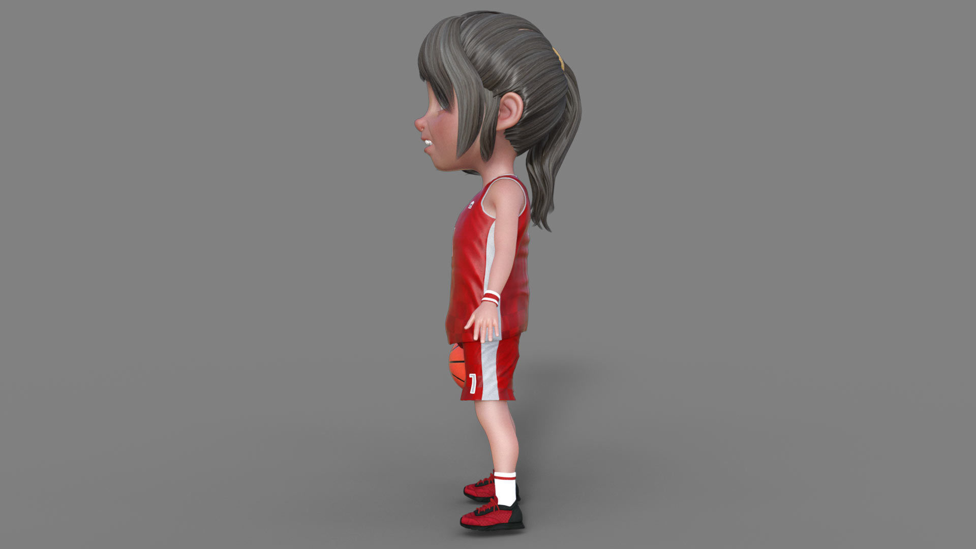 3D Cartoon Basketball Player Girl 3D model_2