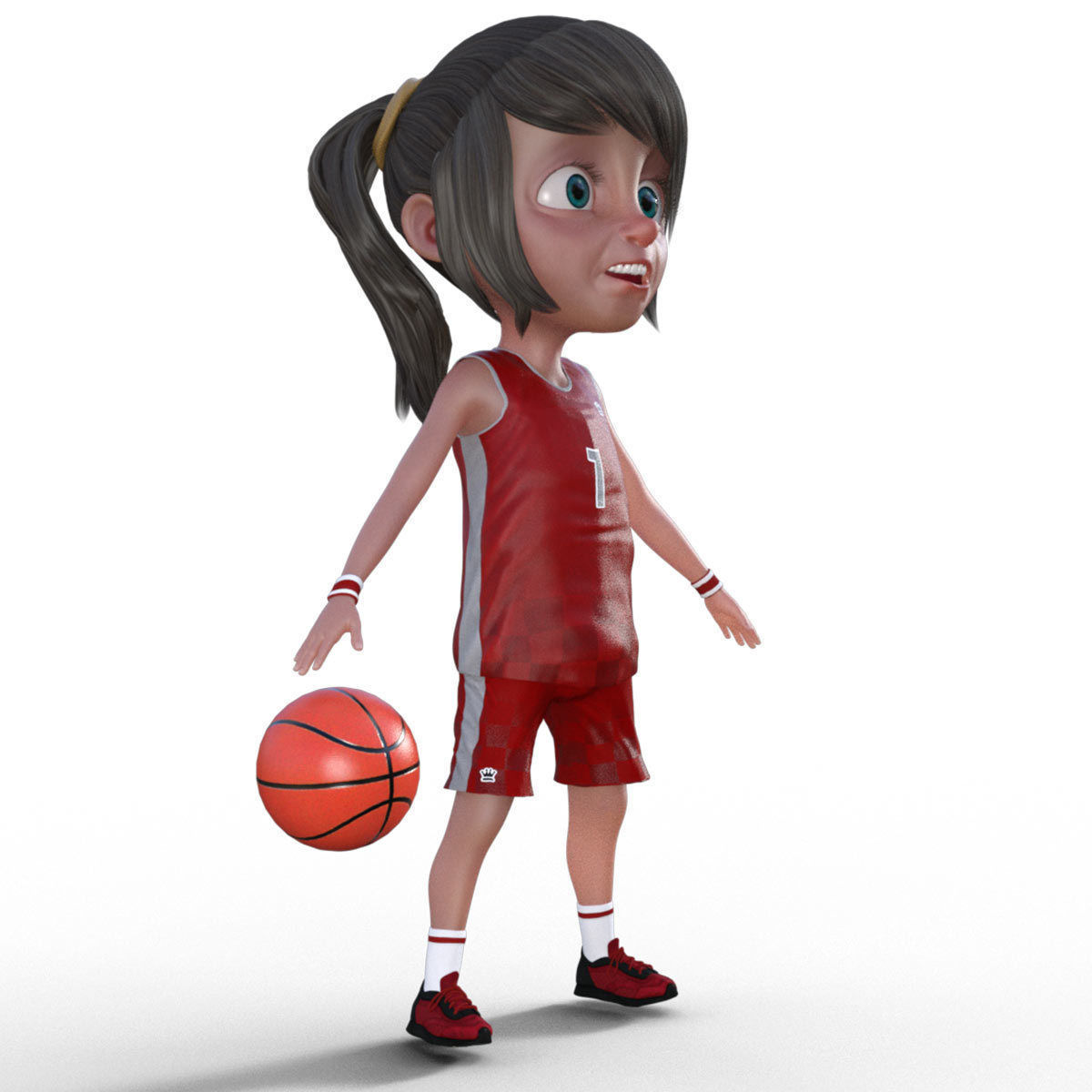3D Cartoon Basketball Player Girl 3D model_15