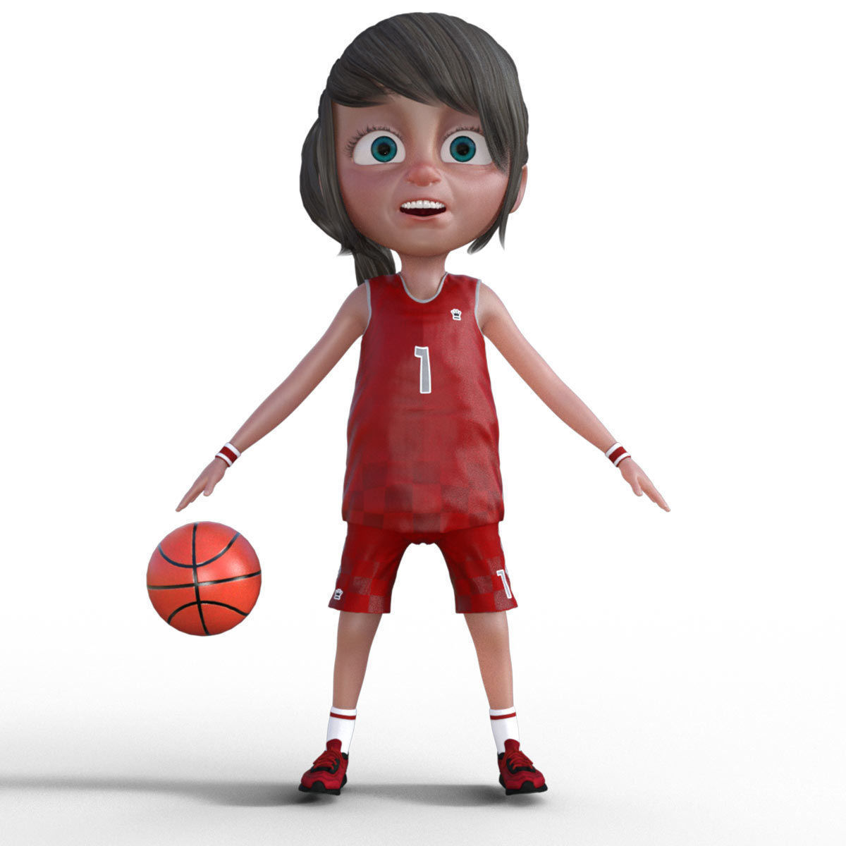 3D Cartoon Basketball Player Girl 3D model_8