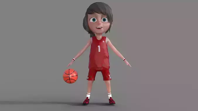 3D Cartoon Basketball Player Girl 3D model