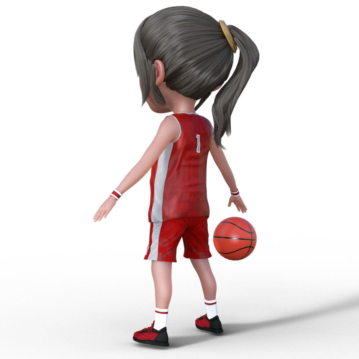3D Cartoon Basketball Player Girl 3D model_11
