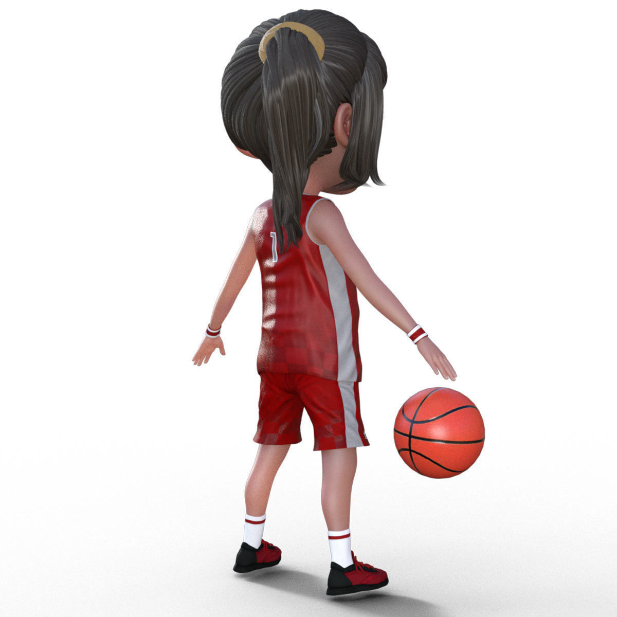 3D Cartoon Basketball Player Girl 3D model_13