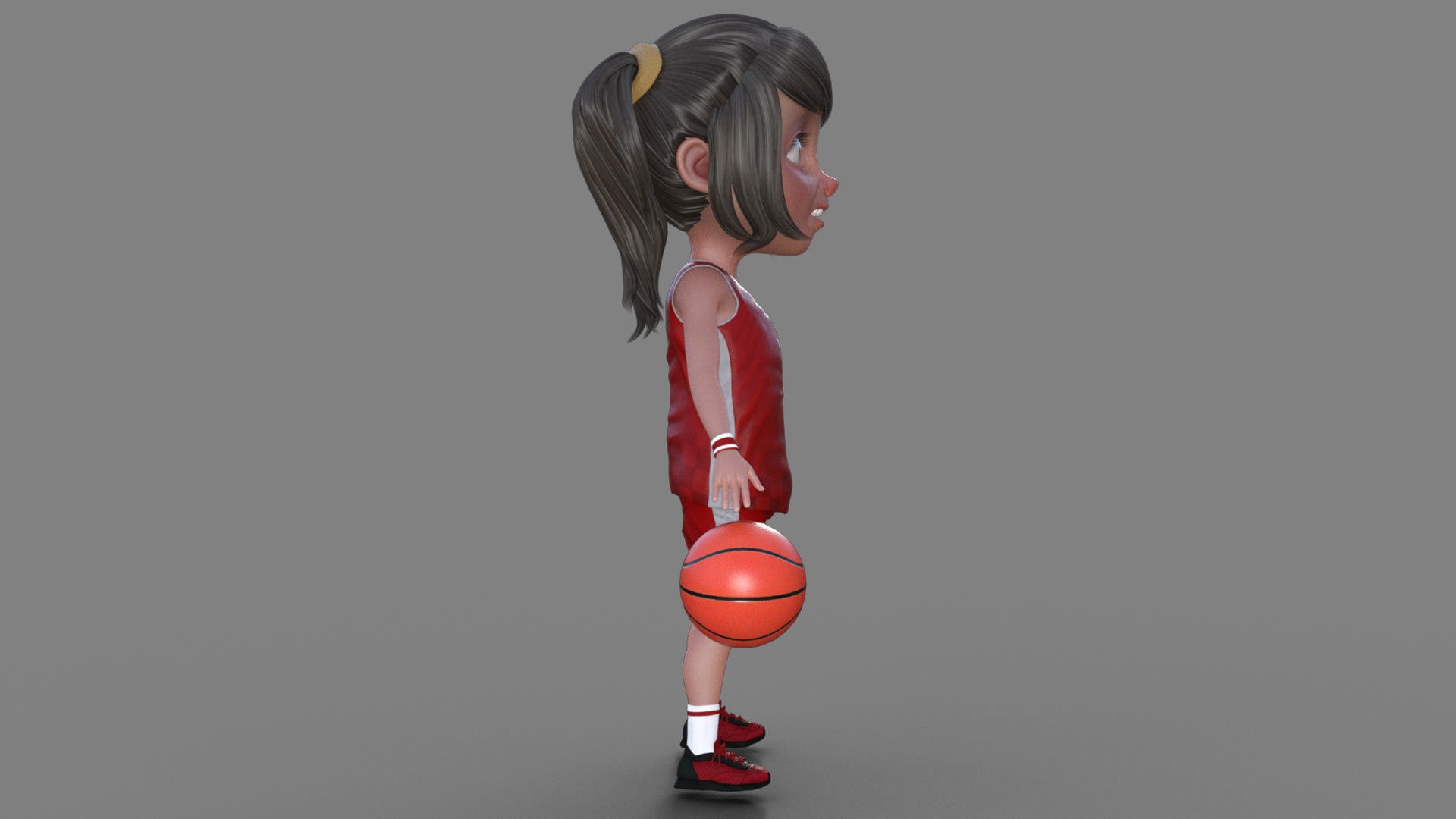 3D Cartoon Basketball Player Girl 3D model_6
