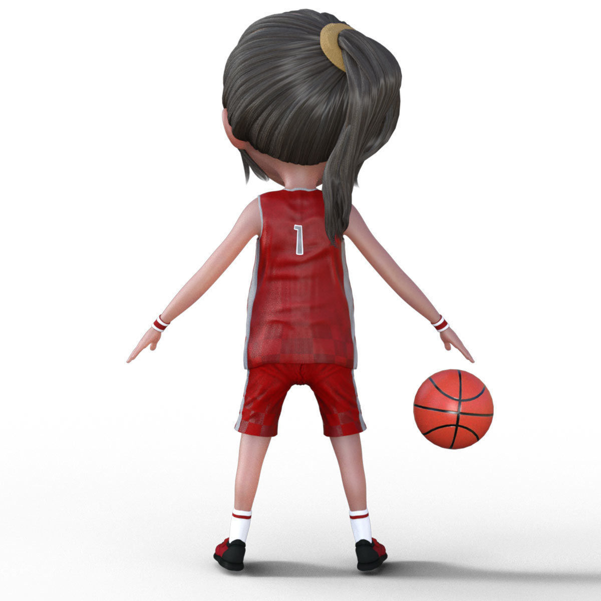 3D Cartoon Basketball Player Girl 3D model_12