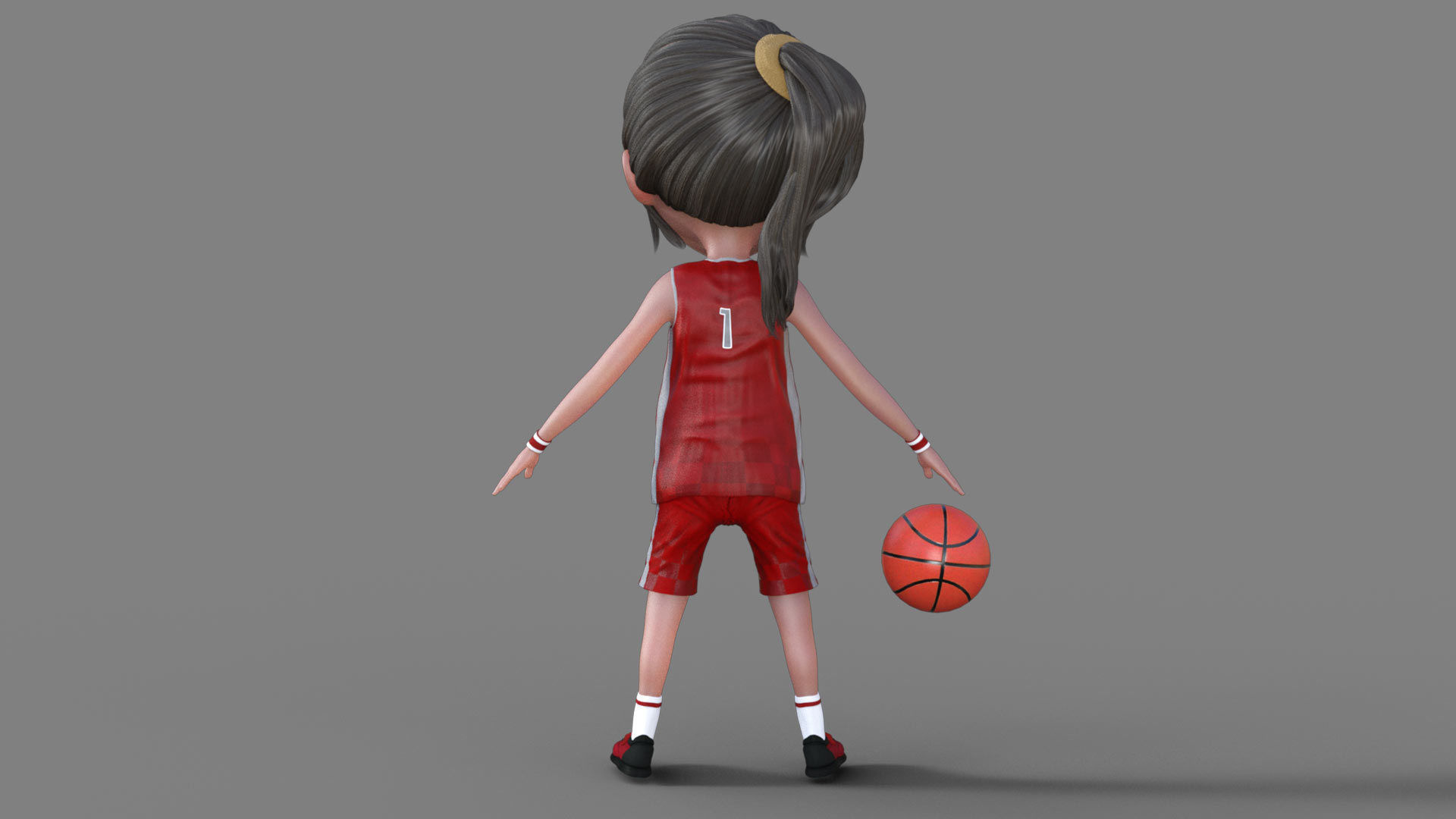 3D Cartoon Basketball Player Girl 3D model_4
