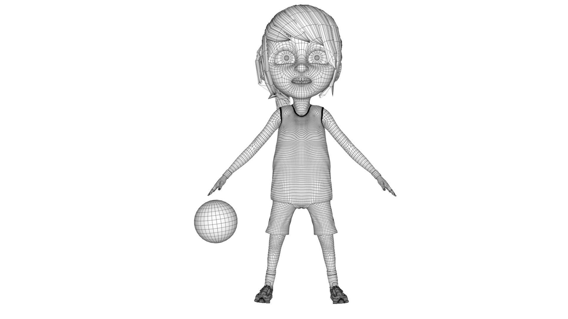 3D Cartoon Basketball Player Girl 3D model_16