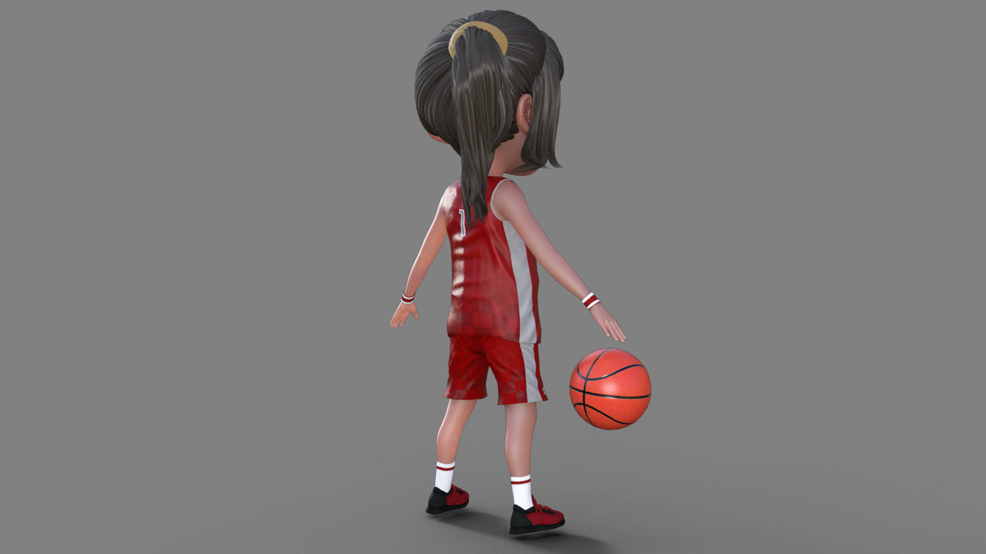 3D Cartoon Basketball Player Girl 3D model_5