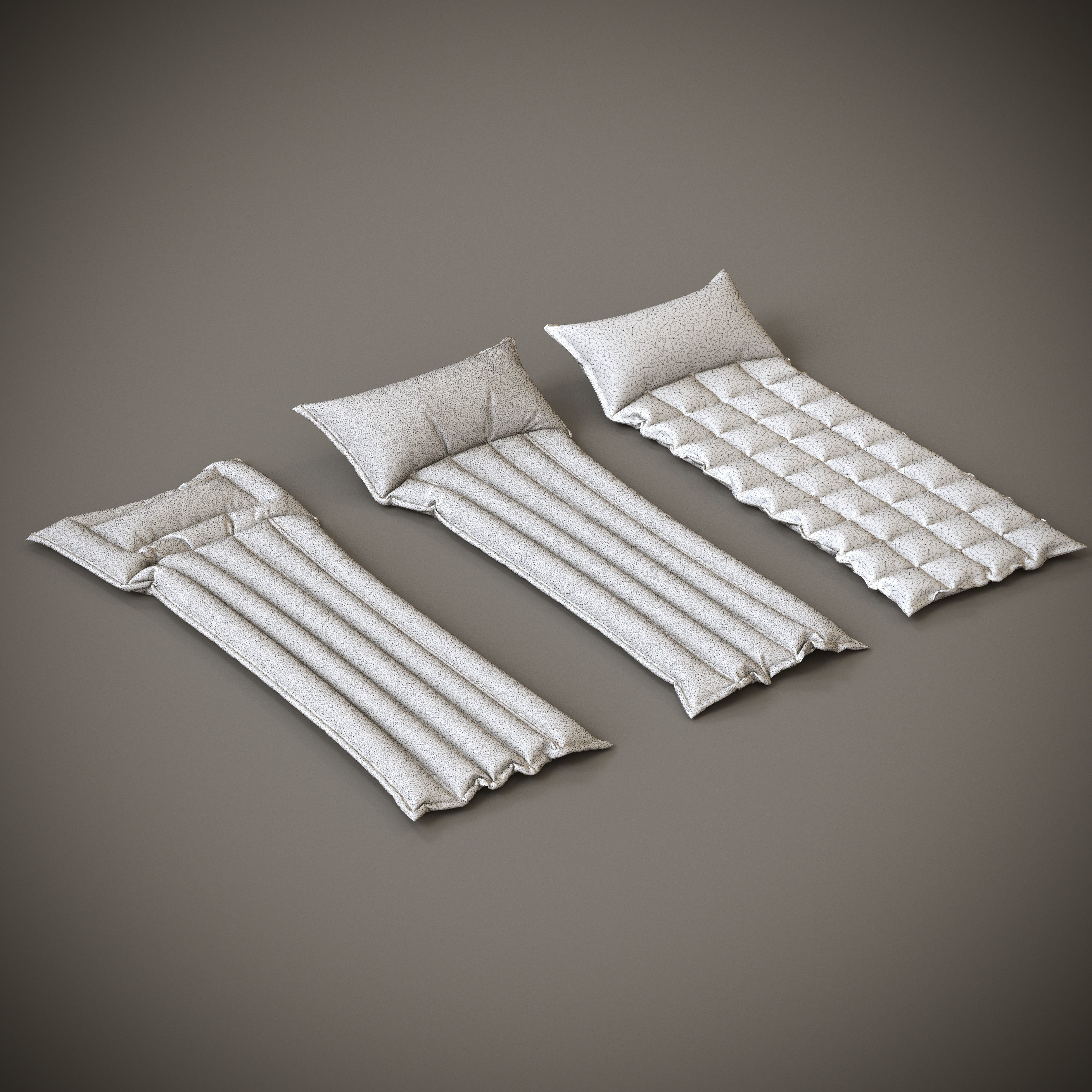 3 Mattress Models Low-poly 3D model_2