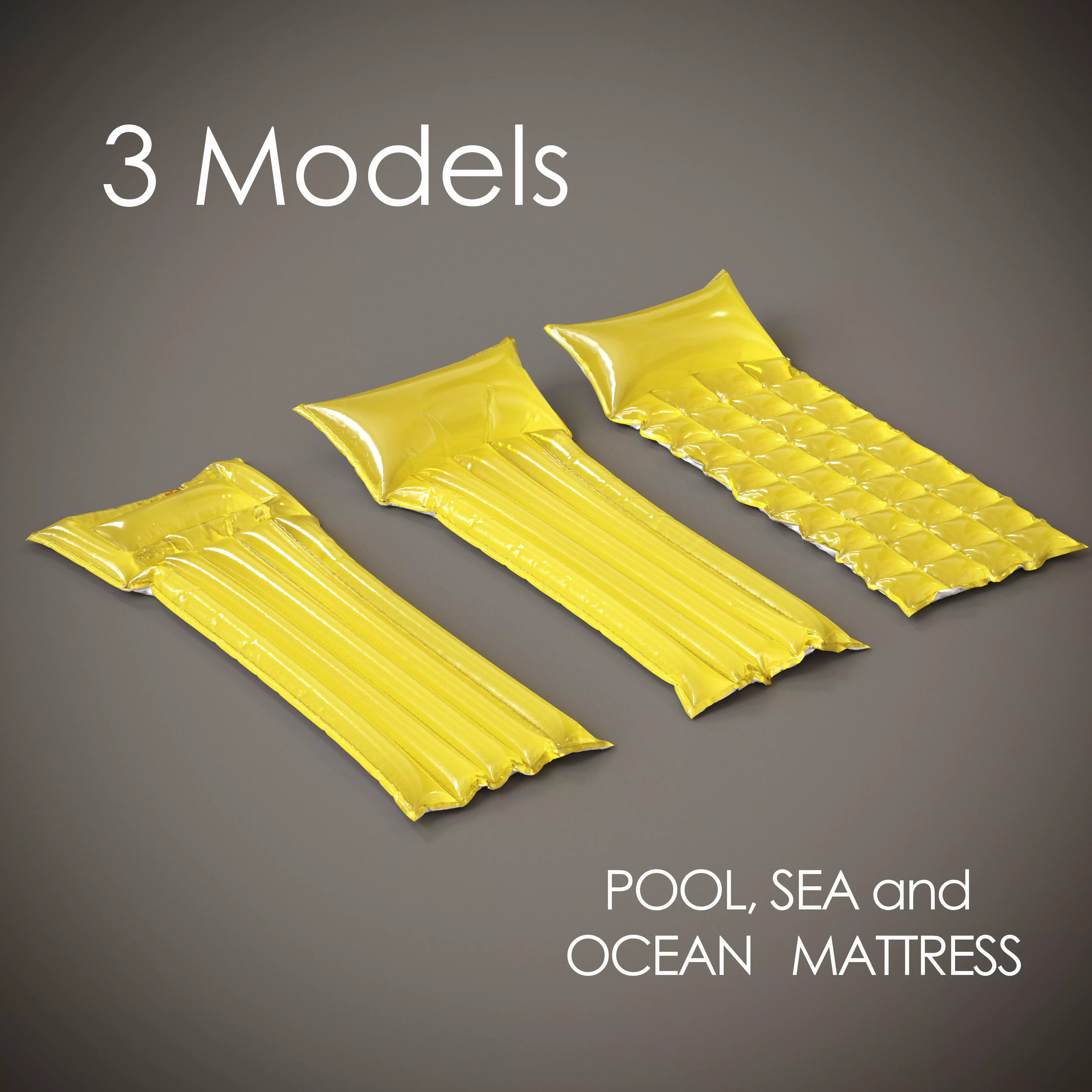 3 Mattress Models Low-poly 3D model_0