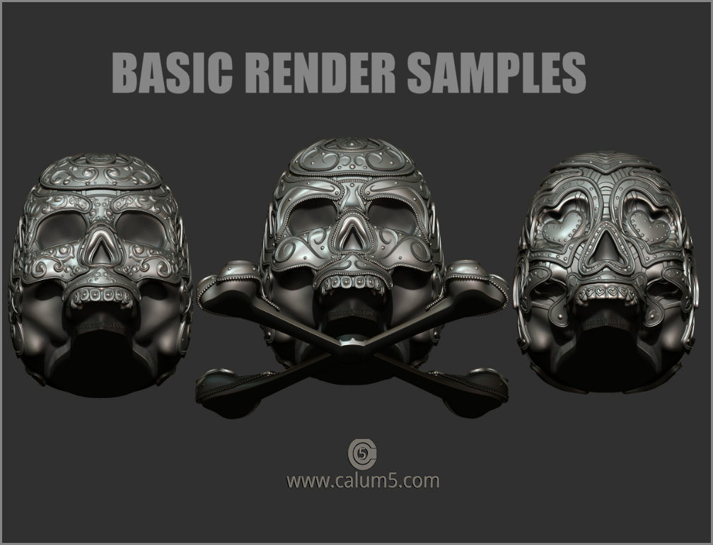 3 Detailed Skulls Set 3D print model_12