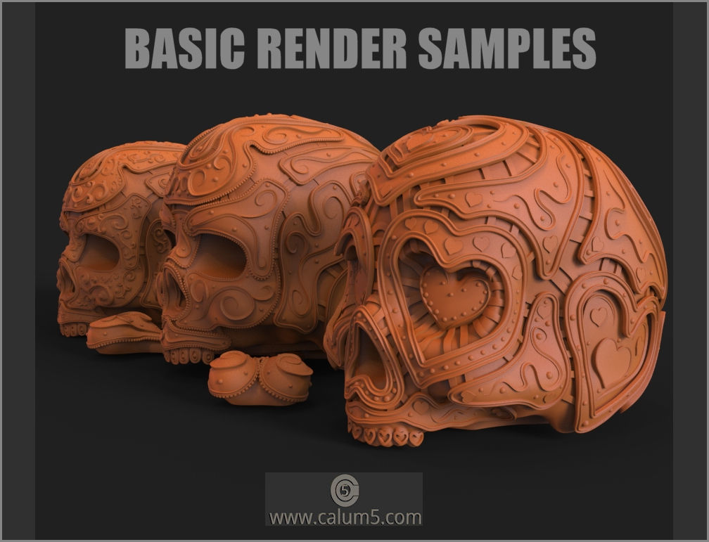 3 Detailed Skulls Set 3D print model_5